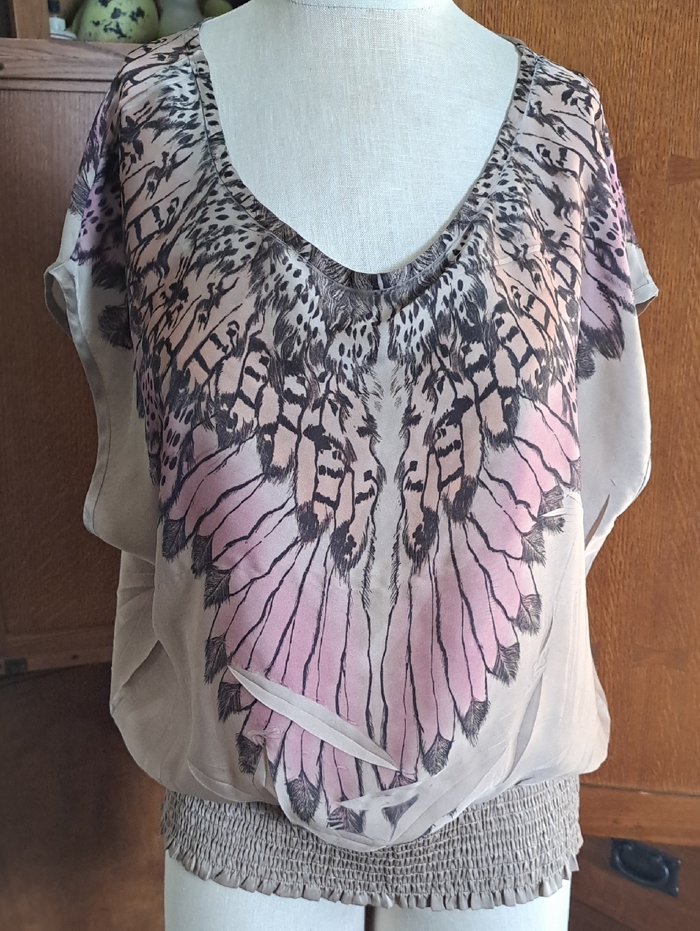 Vintage Y2K Charlotte Russe One Shoulder Silk Like Angel Wing Blouse M